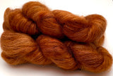 Hand Dyed Yarn "Just Rusted Enough" Rust Copper Brown Cinnamon Orange Caramel Gold SuperKid Mohair Silk Laceweight 465yds 50g