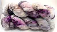 Hand Dyed Yarn "Cobwebs and Dust" Purple Brown Grey Pink Bluefaced Leicester Lace Superwash 875yds 100g