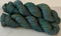 Hand Dyed Yarn "If a Teal Falls in the Forest…" Teal Green Blue Spruce Turquoise Navy Emerald Lime Speckled Merino Silk Yak Fingering Superwash 438yds 100g