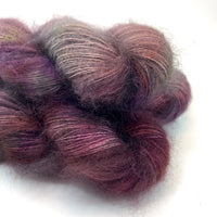 Hand Dyed Yarn "Grace, Too" Plum Purple Green Red Khaki Brown Navy Grey SuperKid Mohair Silk Laceweight 465yds 50g