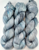 Hand Dyed Yarn "Ghosts in the Machine" Blue Grey Gray Silver Navy Turquoise Pale Speckled Merino Nylon Fingering Sock Superwash 463yds 100g