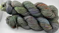 Hand Dyed Yarn "Cthulhu’s Dogs are Barking" Brown Violet Orange Green Grey Lime Blue Navy Bluefaced Leicester Silk Fingering 425yds 115g