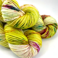 Hand Dyed Yarn "Freshly Squeezed" Lime Green Yellow Chartreuse Pink Fuchsia Teal Merino DK Superwash 231yds 100g