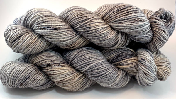 Black and gray hand dyed yarn, grey yarn with speckles, hand dyed yarn -  Destination Yarn