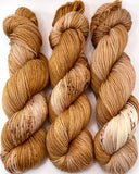 Hand Dyed Yarn "Whistlejacket" Brown Copper Chestnut Caramel Tan Ecru Speckled Merino Fingering SW 438yds 100g
