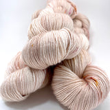 Hand Dyed Yarn "Sunspot Baby" Blush Tan Pink Brown Gold Orange Speckled Merino Nylon Light Fingering Superwash 487yds 100g