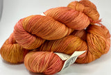 Hand Dyed Yarn "Razzle Dazzle" Gold Pink Orange Yellow Peach Magenta Speckled Merino Fingering Superwash 425yds 115g