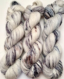 Hand Dyed Yarn "Dammit Granite" Grey Black Silver White Ecru Speckled Merino Nylon Fine Fingering SW 463yds 100g
