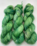 Hand Dyed Yarn "Just Escarole With It" Chartreuse Green Emerald Avocado Baby Suri Alpaca Silk Heavy Laceweight 328yds 300m 50g