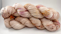 Hand Dyed Yarn "Sunspot Baby" Blush Tan Pink Ecru Brown Gold Orange Speckled Merino Lace Singles Superwash 825yds 115g