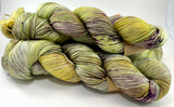 Hand Dyed Yarn "Evenfall" Green Spruce Olive Purple Lime Sage Violet Grey Brown Speckled Merino Silk Cashmere Fingering 438yds 100g