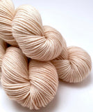 Hand Dyed Yarn "Nanny’s Linen" Tan Ecru Ivory Blush Beige Pale Merino Sport Superwash 328yds 100g