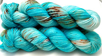 Hand Dyed Yarn "Guitars, Cadillacs" Turquoise Brown Rust Teal Violet Copper Speckled Merino Nylon Fine Fingering SW 487yds 100g