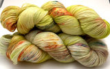 Hand Dyed Yarn "Freshly Squeezed" Green Yellow Lime Fuchsia Pink Orange Speckled Merino Lace Singles 825yds 115g