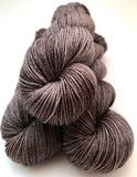 Hand Dyed Yarn "Charred" Grey Brown Gray Charcoal Smoky Merino DK Superwash 231yds 100g