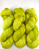 Hand Dyed Yarn "Sprung" Lime Chartreuse Acid Green Yellow Gold Merino Worsted Superwash 218 yds 100