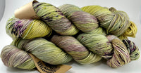 Hand Dyed Yarn "Evenfall" Green Spruce Olive Purple Lime Sage Violet Grey Brown Speckled Merino Silk Cashmere Fingering 438yds 100g