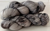 Hand Dyed Yarn "Scattered" Silver Brown Grey Black Speckled Polwarth Fingering Superwash 438yds 100g