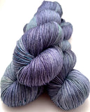 Hand Dyed Yarn "Loose and Complete" Navy Spruce Green Grey Blue Teal Speckled Merino Nylon Fingering SW 463yds 100g