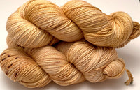 Hand Dyed Yarn "Wheat Kings" Yellow Beige Honey Tan Gold Blonde Brown Cinnamon Speckled Merino DK Superwash 243yds 100g