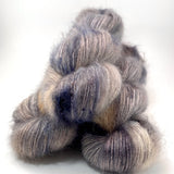 Hand Dyed Yarn "Silverbirchenstick" Grey Silver Brown Ecru Tan Black SuperKid Mohair Silk Laceweight 465yds 50g