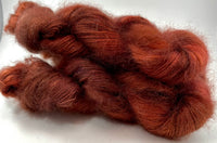 Hand Dyed Yarn "Another Brick in the Shawl" Brick Red Rust Brown Orange Pink Copper Speckled SuperKid Mohair Silk Laceweight 465yds 50g