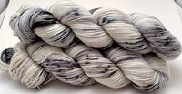 Hand Dyed Yarn "Dammit Granite" Grey Black Silver White Ecru Speckled Merino Nylon Fine Fingering SW 463yds 100g