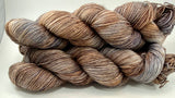 Hand Dyed Yarn "Whippoorwill" Grey Brown Copper Tan Caramel Beige Black Speckled Merino Silk Light Fingering Singles Superwash 438yds 100g