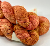 Hand Dyed Yarn "Razzle Dazzle" Gold Pink Orange Yellow Peach Magenta Speckled Merino Fingering Superwash 425yds 115g