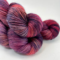 Hand Dyed Yarn "Masquerade" Blue Brown Purple Pink Red Navy Grey Merino SuperKid Mohair Fingering Singles SW 395yds 100g