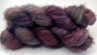 Hand Dyed Yarn "Grace, Too" Plum Purple Green Red Khaki Brown Navy Grey SuperKid Mohair Silk Laceweight 465yds 50g