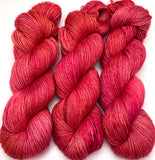 Hand Dyed Yarn "Bouquet" Pink Red Fuchsia Magenta Scarlet Rose Melon Purple Gold Merino Fingering Singles Superwash 465yds 115g