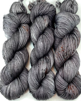 Hand Dyed Yarn "Cast Iron" Grey Brown Charcoal Blackish Rust Speckled Merino Silk Fingering Superwash 438yds 100g