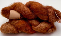 Hand Dyed Yarn "Just Rusted Enough" Rust Copper Brown Cinnamon Orange Caramel Gold SuperKid Mohair Silk Laceweight 465yds 50g