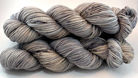 Hand Dyed Yarn "Silverbirchenstick" Grey Tan Silver Brown Black Speckled Merino Worsted 8 Ply SW 218yds 100g