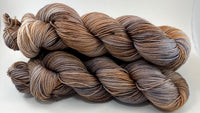 Hand Dyed Yarn "Whippoorwill" Grey Brown Copper Silver Tan Caramel Beige Black Speckled Merino Fingering Superwash 438yds 100g