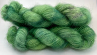 Hand Dyed Yarn "Just Escarole With It" Chartreuse Green Emerald Avocado Baby Suri Alpaca Silk Heavy Laceweight 328yds 300m 50g