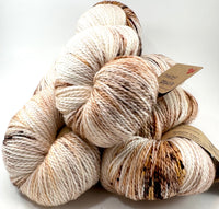Hand Dyed Yarn "Whole Grain" Brown Tawny Copper Ecru Caramel Chestnut Speckled Merino Fingering Singles Superwash 465yds 115g