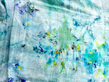 Hand Dyed Silk Scarf "BeeBop Blues #3" Blue Teal Turquoise Yellow Violet Gold Lime Silver Copper Mulberry Silk Scarf 23” x 73” 59cm x 187cm