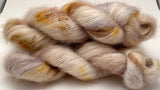 Hand Dyed Yarn "Sand in My Sandals" Beige Silver Ecru Gold Caramel SuperKid Mohair Silk Laceweight 465yds 50g