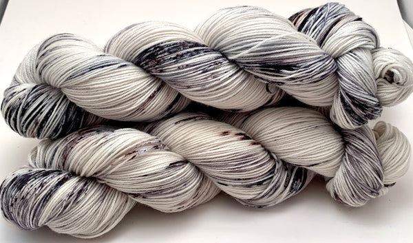 Hand Dyed Yarn Dammit Granite Grey Black Silver White Ecru