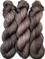 Hand Dyed Yarn "Charred" Grey Brown Gray Charcoal Smoky Merino DK Superwash 231yds 100g