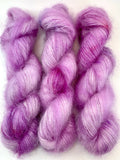 Hand Dyed Yarn "Lilac Lustre” Lilac Violet Mauve Pink Purple Fuchsia Magenta SuperKid Mohair Silk Laceweight 465yds 50g