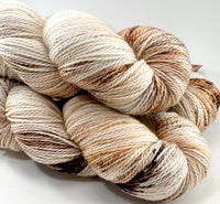 Hand Dyed Yarn "Whole Grain" Brown Tawny Copper Ecru Caramel Chestnut Speckled Merino Fingering Superwash 425yds 115g