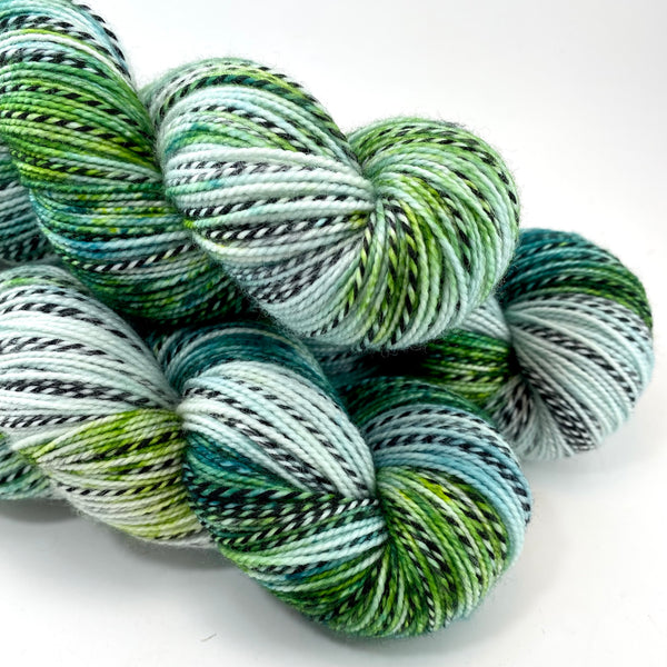 Hand Dyed Yarn Viridescent Green Emerald Avocado Lime Yellow Ecru Ta –  Crooked Kitchen Yarn