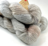 Hand Dyed Yarn "Back Deck (Faded)" Grey Greige Tan Blush Silver Ecru Ivory SuperKid Mohair Silk Laceweight 465yds 50g