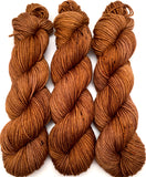 Hand Dyed Yarn "Just Rusted Enough" Rust Brown Copper Orange Gold Caramel Speckled Merino Worsted Superwash 218yds 100g