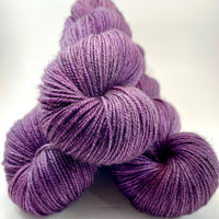 Hand Dyed Yarn "Oh! Aubergine" Purple Plum Brown Grey Black Smoky Speckled Polwarth Fingering Superwash 438yds 100g