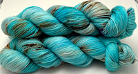 Hand Dyed Yarn "Guitars, Cadillacs" Turquoise Brown Rust Teal Violet Copper Speckled Merino Nylon Fine Fingering SW 487yds 100g