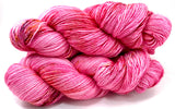 Hand Dyed Yarn "Oink Ponk” Pink Hot Pink Magenta Pink Fuchsia Purple Gold Yellow Speckled Merino Fine Fingering Singles Superwash 465yds 115g